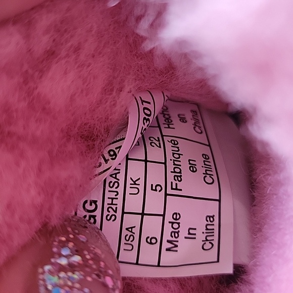 UGG Australia Pink Glitz Boots Metallic Sparkle Heels Shearling Lining Size:6 - Picture 11 of 12